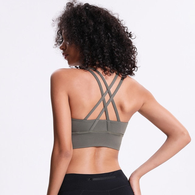 NWT 2019 Sports Bra Lady New Style Breathable Quick Dry Sports bra Bodybuilding Bras 4 Way Stretch Fabric Running Bras