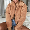 Image of Nadafair Faux Fur Coat Women Autumn Winter Fluffy Teddy Jacket Coat Plus Size Long Sleeve Outerwear Turn Down Short Coat Female