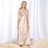 Image of Navy Blue Female Sexy Intimate Lingerie Nightgown Women Long Satin Spaghetti Strap Nighties Faux Silk Nightdress Home Wear