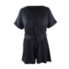 Image of Neatie kiddie Solid Modern Lady Summer Women Rompers Onesies Sleepwear V-neck Short Sleeve Sashes Sexy Lingerie Romper