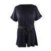 Image of Neatie kiddie Solid Modern Lady Summer Women Rompers Onesies Sleepwear V-neck Short Sleeve Sashes Sexy Lingerie Romper