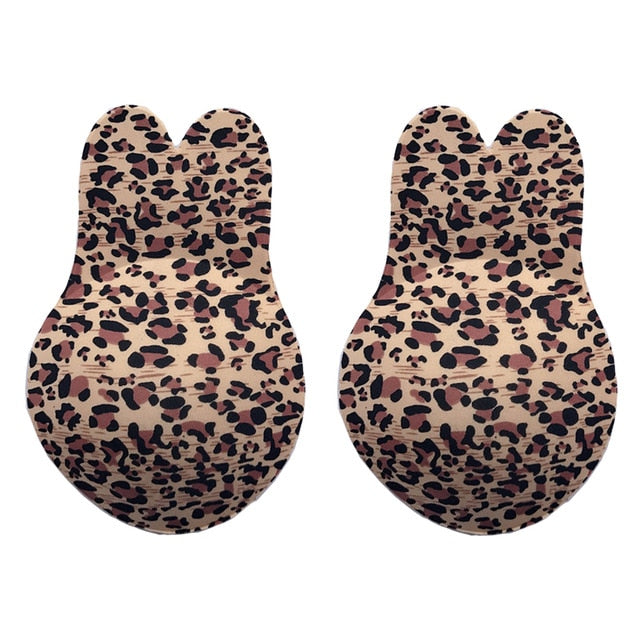 New 6 Colors Kawaii Rabbit Women Silicone Strapless Invisible Push Up Bras For Self Adhesive Wireless Bralette Reusable Bra Pads
