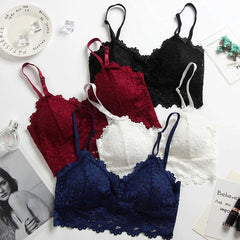 New Arrival Lace Bra Sexy Camis Chest Padded Tank Tops Women Wearing Fitness Underwear Lace Bralette Crop Top