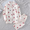 Image of New Cartoon Sleepwear Heart Stripe Print Pajamas Sets Women Harajuku pajamas Men Women long sleeve shirt nighty Nightwear Set