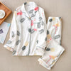Image of New Cartoon Sleepwear Heart Stripe Print Pajamas Sets Women Harajuku pajamas Men Women long sleeve shirt nighty Nightwear Set