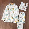 Image of New Cartoon Sleepwear Heart Stripe Print Pajamas Sets Women Harajuku pajamas Men Women long sleeve shirt nighty Nightwear Set