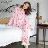 Image of New Cartoon Sleepwear Heart Stripe Print Pajamas Sets Women Harajuku pajamas Men Women long sleeve shirt nighty Nightwear Set