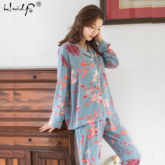 New Cartoon Sleepwear Heart Stripe Print Pajamas Sets Women Harajuku pajamas Men Women long sleeve shirt nighty Nightwear Set
