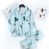 Image of New Cartoon Sleepwear Heart Stripe Print Pajamas Sets Women Harajuku pajamas Men Women long sleeve shirt nighty Nightwear Set