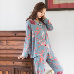 New Cartoon Sleepwear Heart Stripe Print Pajamas Sets Women Harajuku pajamas Men Women long sleeve shirt nighty Nightwear Set