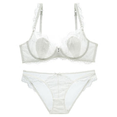 New Gather Adjusted Thin Cup Lingerie Bra Set Underwear Transparent Temptation Sexy Bra Set For Women High Waist Bra & Brief Set