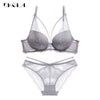 Image of New Green Underwear Set Women Bra Push Up Brassiere Cotton Thick Black Gather Sexy Bra Panties Sets Embroidery Lace Lingerie Set
