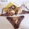 Image of New Red Printing Bra Set Push Up Brassiere Thick Cotton Underwear Set Sexy Bras Women Bow Luxury Embroidery Lace Lingerie Sets