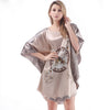 Image of New Red Women Sexy Satin Nightwear Nightgown Plus Size Loose Kaftan Bath Gown Nightdress Summer Sleepwear Wedding Night Dress