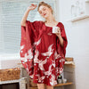 Image of New Red Women Sexy Satin Nightwear Nightgown Plus Size Loose Kaftan Bath Gown Nightdress Summer Sleepwear Wedding Night Dress