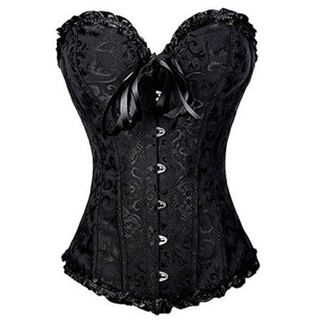 Burvogue Underbust Steampunk Corset Waist Control Gothic Corsets Cincher with Curved Hem Bustiers Embroidery Short Waist Trainer  (5)