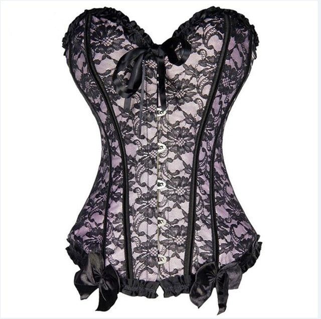 Burvogue Underbust Steampunk Corset Waist Control Gothic Corsets Cincher with Curved Hem Bustiers Embroidery Short Waist Trainer  (5)