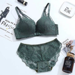 New Sexy Push Up Front Closure Lingerie Set Gathering Backless Underwear 3/4 Cup Brassiere Women Bralette Bra And Panties Set