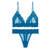 Image of New Sexy Women Lace Mesh Bra Set Push Up Brassiere+T Back Panties Sets Backless V Neck Femme Lingerie Set Transparent Dot Bralet