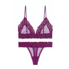Image of New Sexy Women Lace Mesh Bra Set Push Up Brassiere+T Back Panties Sets Backless V Neck Femme Lingerie Set Transparent Dot Bralet