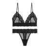 Image of New Sexy Women Lace Mesh Bra Set Push Up Brassiere+T Back Panties Sets Backless V Neck Femme Lingerie Set Transparent Dot Bralet