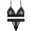 Image of New Sexy Women Lace Mesh Bra Set Push Up Brassiere+T Back Panties Sets Backless V Neck Femme Lingerie Set Transparent Dot Bralet