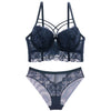 Image of New Top Sexy Underwear Set Green Bras Cotton Brassiere Women Lingerie Set Lace Embroidery Push up Bra Panties Sets Deep V Gather