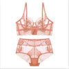 Image of New Ultra Thin Cup Lingerie Bra Set Underwear Transparent Temptation Sexy Underwear Set For Women High Waist Bra & Brief Set