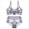 Image of New Ultra Thin Cup Lingerie Bra Set Underwear Transparent Temptation Sexy Underwear Set For Women High Waist Bra & Brief Set