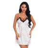Image of New Women Lace Satin Silk Point Printin Sleepwear Set V-neck Lace Pokal Dot Backless Sleeveless Lingerie For Female Nightdress