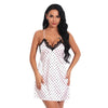 Image of New Women Lace Satin Silk Point Printin Sleepwear Set V-neck Lace Pokal Dot Backless Sleeveless Lingerie For Female Nightdress