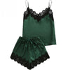 Image of New Women Pajamas Set Elegant Lace Satin Spaghetti Strap Clothes Summer Sleepwear Top + Shorts Pajamas Set