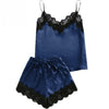 Image of New Women Pajamas Set Elegant Lace Satin Spaghetti Strap Clothes Summer Sleepwear Top + Shorts Pajamas Set