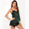 Image of New Women Pajamas Set Elegant Lace Satin Spaghetti Strap Clothes Summer Sleepwear Top + Shorts Pajamas Set