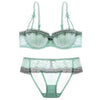 Image of New lace ultra thin padded bra brief sets women push up lingerie embroidery 1/2 cup plunge A B C D 70 75 80 85 dropshipping