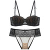 Image of New lace ultra thin padded bra brief sets women push up lingerie embroidery 1/2 cup plunge A B C D 70 75 80 85 dropshipping