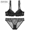 Image of Norns women lingerie set Embroidery lingerie Flower sexy bra porno push up femme and bralette transparent