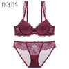 Image of Norns women lingerie set Embroidery lingerie Flower sexy bra porno push up femme and bralette transparent