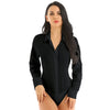 Image of Office Lady Work White Bodysuit Woman Long Sleeve OL Shirt Bodysuit Women's Clothing Lady Turn Down Collar Tops Body Blouse Suit