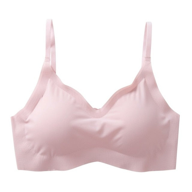 One Piece Seamless Wirefree Push Up Bras For Women Unltra-thin Bralette Solid Color Ladies Underwear Sexy Breathable Bras QHAG