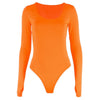 Image of Orange Neon Bodysuit Women Long Sleeve Bodycon Sexy 2019 Autumn Winter Streetwear Club Party Outfits Casual Female Clothing