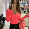 Image of Orange Neon Bodysuit Women Long Sleeve Bodycon Sexy 2019 Autumn Winter Streetwear Club Party Outfits Casual Female Clothing