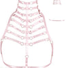 Image of Original Design Pink Collar Bow Harness Bra Kawaii Open Chest Bondage Body Cage Pastel Gothic Body Harness Belt