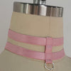 Image of Original Design Pink Collar Bow Harness Bra Kawaii Open Chest Bondage Body Cage Pastel Gothic Body Harness Belt