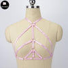 Image of Original Design Pink Collar Bow Harness Bra Kawaii Open Chest Bondage Body Cage Pastel Gothic Body Harness Belt