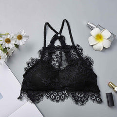 Padded Basic Bras for Women BH Sexy Sheer Lace Bra Triangle Solid Color Beauty Back Push Up Bra 2019 New Female Underwear Bralet