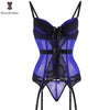 Image of Padded Bra Lingerie Corset Sexy Women Night Wear Waist Trimmer Lace Transparent Elastic Boned Waist Slimming Underwear Bustiers