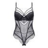 Image of Padded Bra Lingerie Sexy Corset Bustier Women Underwear Elasticity Transparent Straps Corset Waist Trainer Sleepwear Black White
