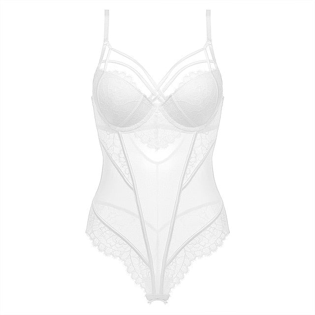 Padded Bra Lingerie Sexy Corset Bustier Women Underwear Elasticity Transparent Straps Corset Waist Trainer Sleepwear Black White