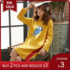 Perfering Hot Sale Cotton Sleepwear Women Nightdress Cartoon Ladies Nightgown Sexy Girl Nightwear Plus Size Home Sleep Dress